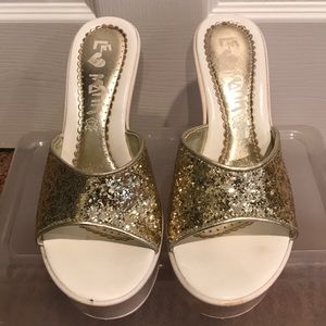 Sexy wedges  White with gold glitter front